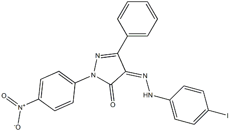 1-(4-nitrophenyl)-3-phenyl-1H-pyrazole-4,5-dione 4-[N-(4-iodophenyl)hydrazone] Struktur