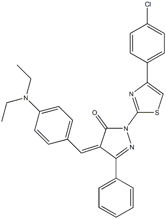 1-[4-(4-chlorophenyl)-1,3-thiazol-2-yl]-4-{(Z)-[4-(diethylamino)phenyl]methylidene}-3-phenyl-1H-pyrazol-5-one Struktur