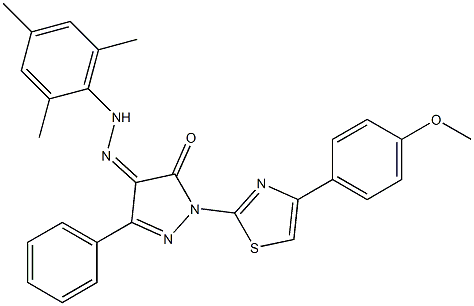 1-[4-(4-methoxyphenyl)-1,3-thiazol-2-yl]-3-phenyl-1H-pyrazole-4,5-dione 4-(N-mesitylhydrazone) Struktur