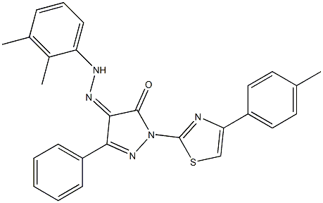 1-[4-(4-methylphenyl)-1,3-thiazol-2-yl]-3-phenyl-1H-pyrazole-4,5-dione 4-[N-(2,3-dimethylphenyl)hydrazone] Struktur