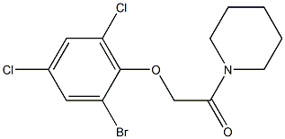 2-(2-bromo-4,6-dichlorophenoxy)-1-(1-piperidinyl)-1-ethanone Struktur