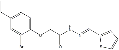 2-(2-bromo-4-ethylphenoxy)-N'-[(E)-2-thienylmethylidene]acetohydrazide Struktur