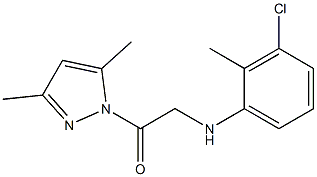 2-(3-chloro-2-methylanilino)-1-(3,5-dimethyl-1H-pyrazol-1-yl)-1-ethanone Struktur