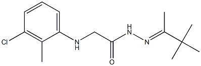 2-(3-chloro-2-methylanilino)-N'-[(E)-1,2,2-trimethylpropylidene]acetohydrazide Struktur