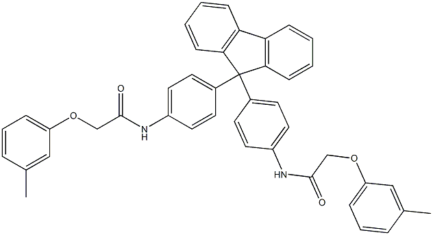 2-(3-methylphenoxy)-N-{4-[9-(4-{[2-(3-methylphenoxy)acetyl]amino}phenyl)-9H-fluoren-9-yl]phenyl}acetamide Struktur