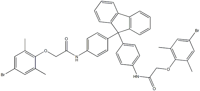 2-(4-bromo-2,6-dimethylphenoxy)-N-{4-[9-(4-{[2-(4-bromo-2,6-dimethylphenoxy)acetyl]amino}phenyl)-9H-fluoren-9-yl]phenyl}acetamide Struktur