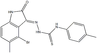 2-(4-bromo-5-methyl-2-oxo-1,2-dihydro-3H-indol-3-ylidene)-N-(4-methylphenyl)-1-hydrazinecarbothioamide Struktur