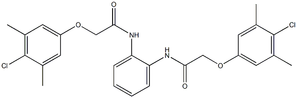 2-(4-chloro-3,5-dimethylphenoxy)-N-(2-{[2-(4-chloro-3,5-dimethylphenoxy)acetyl]amino}phenyl)acetamide Struktur