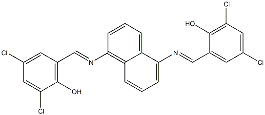 2,4-dichloro-6-{[(5-{[(E)-(3,5-dichloro-2-hydroxyphenyl)methylidene]amino}-1-naphthyl)imino]methyl}phenol Struktur