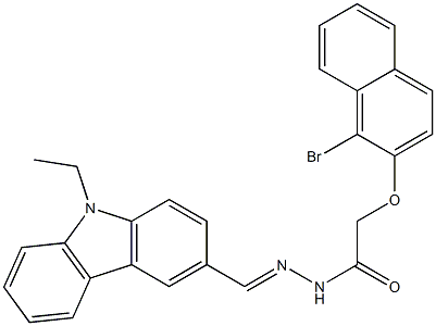 2-[(1-bromo-2-naphthyl)oxy]-N'-[(E)-(9-ethyl-9H-carbazol-3-yl)methylidene]acetohydrazide Struktur