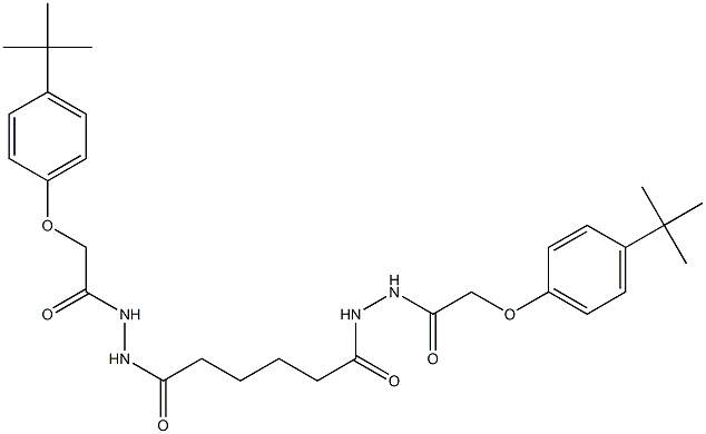 2-[4-(tert-butyl)phenoxy]-N'-[6-(2-{2-[4-(tert-butyl)phenoxy]acetyl}hydrazino)-6-oxohexanoyl]acetohydrazide Struktur