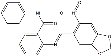 2-{[(E)-(6-nitro-1,3-benzodioxol-5-yl)methylidene]amino}-N-phenylbenzamide Struktur