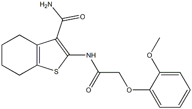 2-{[2-(2-methoxyphenoxy)acetyl]amino}-4,5,6,7-tetrahydro-1-benzothiophene-3-carboxamide Struktur