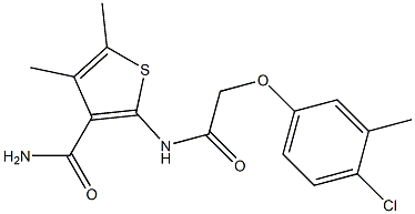 2-{[2-(4-chloro-3-methylphenoxy)acetyl]amino}-4,5-dimethyl-3-thiophenecarboxamide Struktur