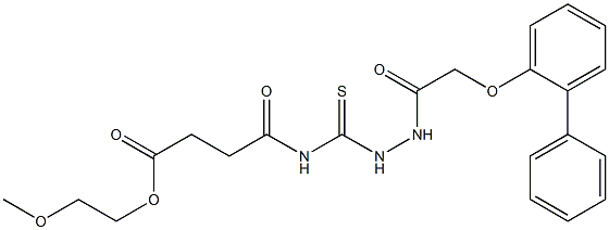 2-methoxyethyl 4-[({2-[2-([1,1'-biphenyl]-2-yloxy)acetyl]hydrazino}carbothioyl)amino]-4-oxobutanoate Struktur