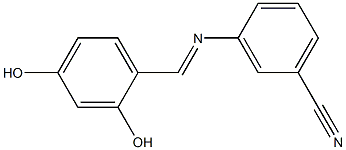 3-{[(E)-(2,4-dihydroxyphenyl)methylidene]amino}benzonitrile Struktur