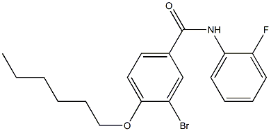 3-bromo-N-(2-fluorophenyl)-4-(hexyloxy)benzamide Struktur