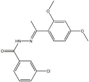 3-chloro-N'-[(E)-1-(2,4-dimethoxyphenyl)ethylidene]benzohydrazide Struktur