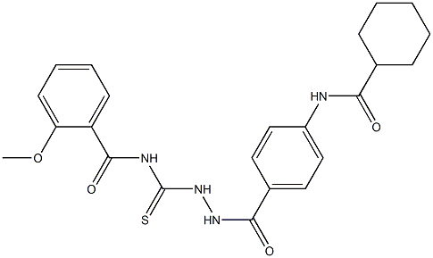 N-[(2-{4-[(cyclohexylcarbonyl)amino]benzoyl}hydrazino)carbothioyl]-2-methoxybenzamide Struktur