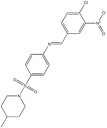 N-[(E)-(4-chloro-3-nitrophenyl)methylidene]-N-{4-[(4-methyl-1-piperidinyl)sulfonyl]phenyl}amine Struktur