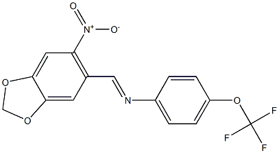 N-[(E)-(6-nitro-1,3-benzodioxol-5-yl)methylidene]-N-[4-(trifluoromethoxy)phenyl]amine Struktur