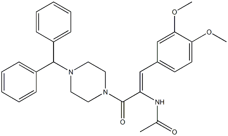 N-[(Z)-1-[(4-benzhydryl-1-piperazinyl)carbonyl]-2-(3,4-dimethoxyphenyl)ethenyl]acetamide Struktur