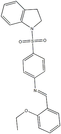 4-(2,3-dihydro-1H-indol-1-ylsulfonyl)-N-[(E)-(2-ethoxyphenyl)methylidene]aniline Struktur