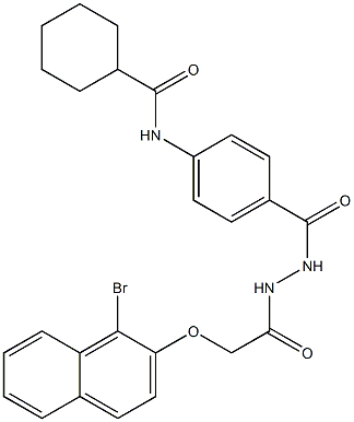 N-{4-[(2-{2-[(1-bromo-2-naphthyl)oxy]acetyl}hydrazino)carbonyl]phenyl}cyclohexanecarboxamide Struktur