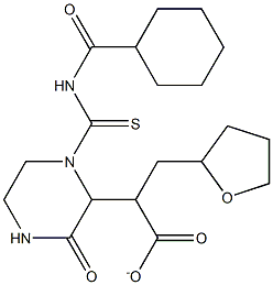 tetrahydro-2-furanylmethyl 2-(1-{[(cyclohexylcarbonyl)amino]carbothioyl}-3-oxo-2-piperazinyl)acetate Struktur