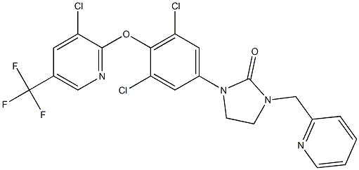 1-(3,5-dichloro-4-{[3-chloro-5-(trifluoromethyl)-2-pyridinyl]oxy}phenyl)-3-(2-pyridinylmethyl)tetrahydro-2H-imidazol-2-one Struktur