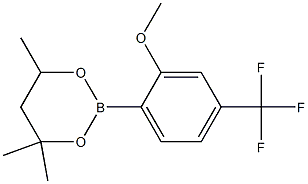 2-(2-Methoxy-4-(trifluoromethyl)phenyl)-4,4,6-trimethyl-1,3,2-dioxaborinane Struktur