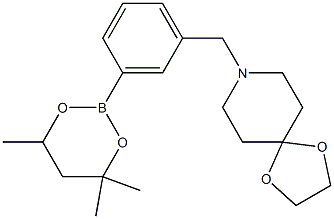 8-[3-(4,4,6-Trimethyl-1,3,2-dioxaborinan-2-yl)benzyl]-1,4-dioxa-8-azaspiro[4.5]decane Struktur