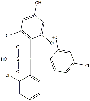 (2-Chlorophenyl)(4-chloro-2-hydroxyphenyl)(2,6-dichloro-4-hydroxyphenyl)methanesulfonic acid Struktur