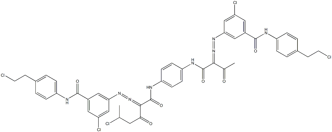 3,3'-[2-(1-Chloroethyl)-1,4-phenylenebis[iminocarbonyl(acetylmethylene)azo]]bis[N-[4-(2-chloroethyl)phenyl]-5-chlorobenzamide] Struktur