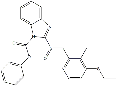 2-[[(4-Ethylthio-3-methyl-2-pyridinyl)methyl]sulfinyl]-1H-benzimidazole-1-carboxylic acid phenyl ester Struktur