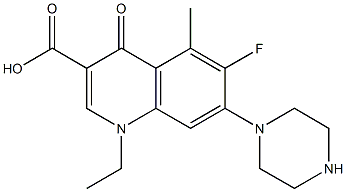 1-Ethyl-6-fluoro-5-methyl-1,4-dihydro-4-oxo-7-(1-piperazinyl)quinoline-3-carboxylic acid Struktur