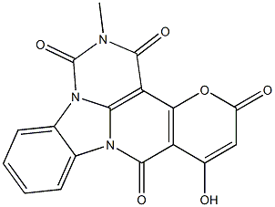 9-Hydroxy-2-methyl-1H,8H,11H-12-oxa-2,3a,7b-triazabenz[e]acephenanthrylene-1,3,8,11(2H)-tetrone Struktur