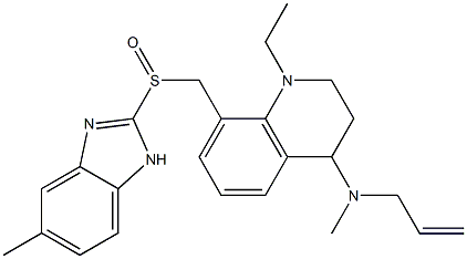 1-Ethyl-1,2,3,4-tetrahydro-4-(N-methyl-2-propenylamino)-8-(5-methyl-1H-benzimidazol-2-ylsulfinylmethyl)quinoline Struktur