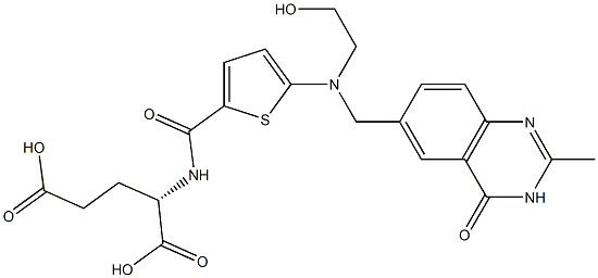 (2S)-2-[5-[N-(2-Hydroxyethyl)-N-[[(3,4-dihydro-2-methyl-4-oxoquinazolin)-6-yl]methyl]amino]-2-thienylcarbonylamino]glutaric acid Struktur