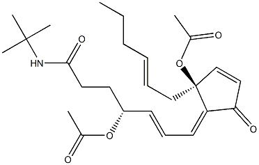 (4S,5E)-4-Acetoxy-5-[(2E,4R)-4-acetoxy-6-(N-tert-butylcarbamoyl)-2-hexenylidene]-4-[(2Z)-2-hexenyl]-2-cyclopenten-1-one Struktur