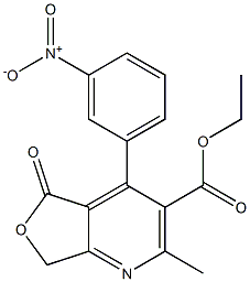 2-Methyl-4-(3-nitrophenyl)-5-oxo-5,7-dihydrofuro[3,4-b]pyridine-3-carboxylic acid ethyl ester Struktur