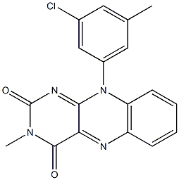 3-Methyl-10-[3-chloro-5-methylphenyl]pyrimido[4,5-b]quinoxaline-2,4(3H,10H)-dione Struktur