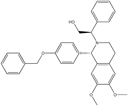 (1S)-1,2,3,4-Tetrahydro-2-[(R)-1-phenyl-2-hydroxyethyl]-1-[4-(benzyloxy)phenyl]-6,7-dimethoxyisoquinoline Struktur