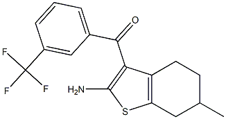 2-Amino-3-(3-trifluoromethylbenzoyl)-6-methyl-4,5,6,7-tetrahydrobenzo[b]thiophene Struktur