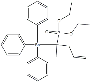 1-Triphenylstannyl-1-methyl-3-butenylphosphonic acid diethyl ester Struktur