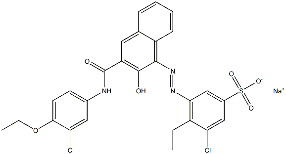 3-Chloro-4-ethyl-5-[[3-[[(3-chloro-4-ethoxyphenyl)amino]carbonyl]-2-hydroxy-1-naphtyl]azo]benzenesulfonic acid sodium salt Struktur