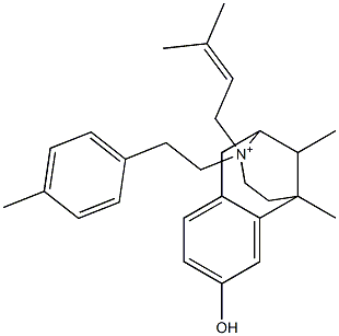 1,2,3,4,5,6-Hexahydro-8-hydroxy-3-(2-p-tolylethyl)-3-(3-methyl-2-butenyl)-6,11-dimethyl-2,6-methano-3-benzazocin-3-ium Struktur