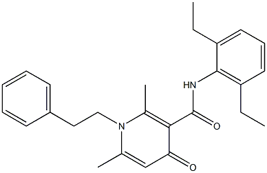 1-(2-Phenylethyl)-1,4-dihydro-2,6-dimethyl-N-(2,6-diethylphenyl)-4-oxopyridine-3-carboxamide Struktur