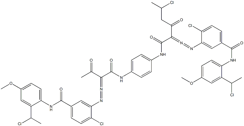 3,3'-[2-(1-Chloroethyl)-1,4-phenylenebis[iminocarbonyl(acetylmethylene)azo]]bis[N-[2-(1-chloroethyl)-4-methoxyphenyl]-4-chlorobenzamide] Struktur