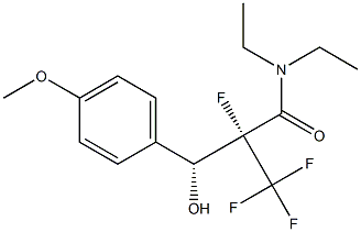 (2R,3R)-N,N-Diethyl-2-fluoro-2-trifluoromethyl-3-hydroxy-3-(4-methoxyphenyl)propionamide Struktur